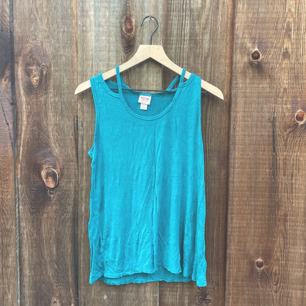 Mossimo Women’s Teal Green Lightweight Flowy Cut Away Strap Tank Top Size Medium
